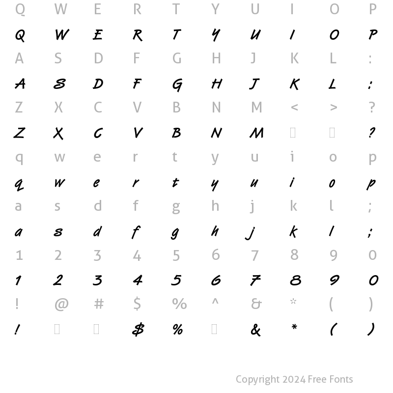 Character Map of Van Dijk Bold Plain Regular