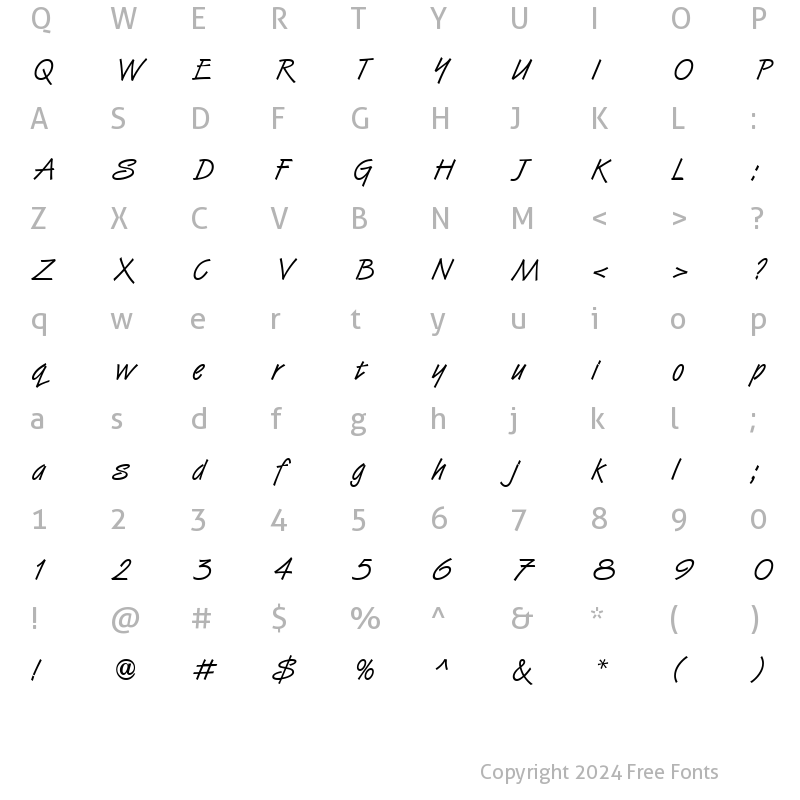 Character Map of Van Dijk ICG Regular