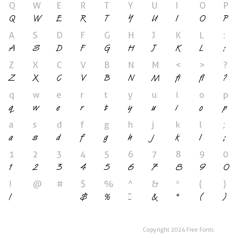 Character Map of Van Dijk LET Plain