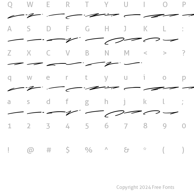 Character Map of Vandalord Swashes Regular