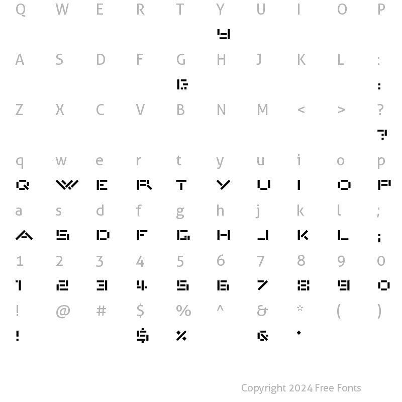 Character Map of VanDerLeckAT plain Regular