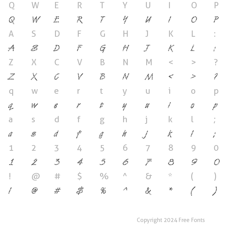 Character Map of VanDijk10 Becker Regular