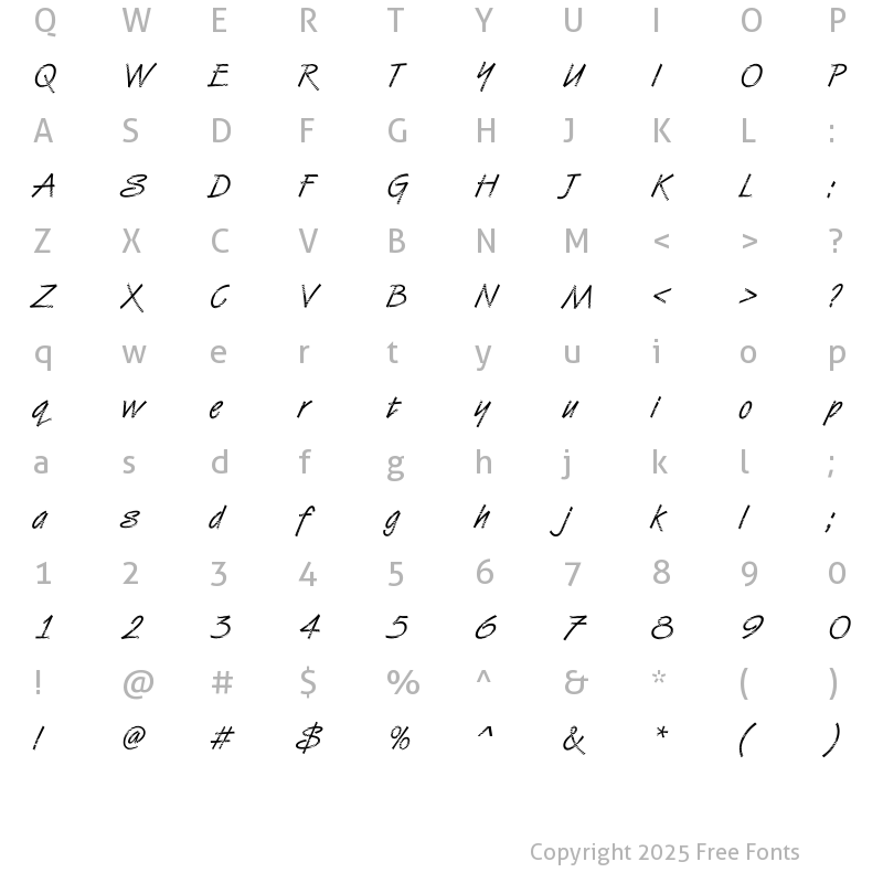 Character Map of VanDijk23 Becker Regular