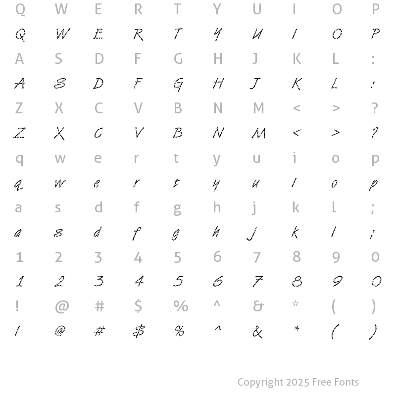 Character Map of VanDijk33 Becker Regular