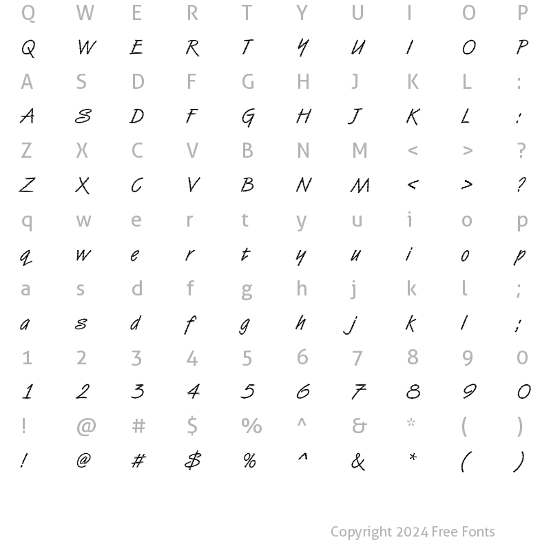 Character Map of VanDijk38 Becker Regular