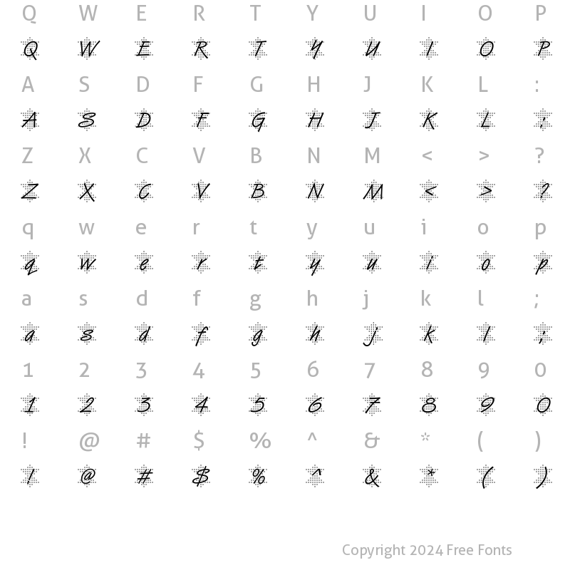 Character Map of VanDijk47 Becker Regular