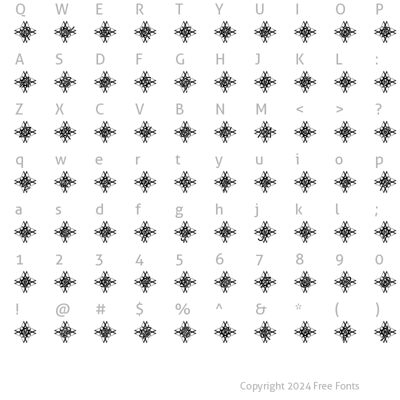 Character Map of VanDijk48 Becker Regular