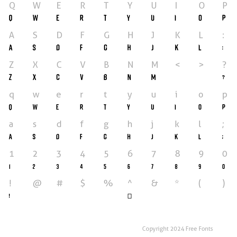 Character Map of VanFonting Medium