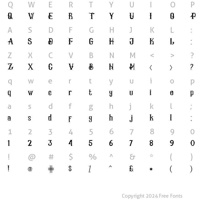 Character Map of Vanhalain line Regular