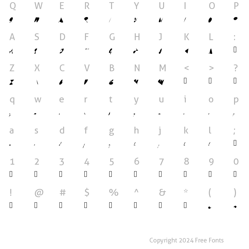 Character Map of Vaniline Regular