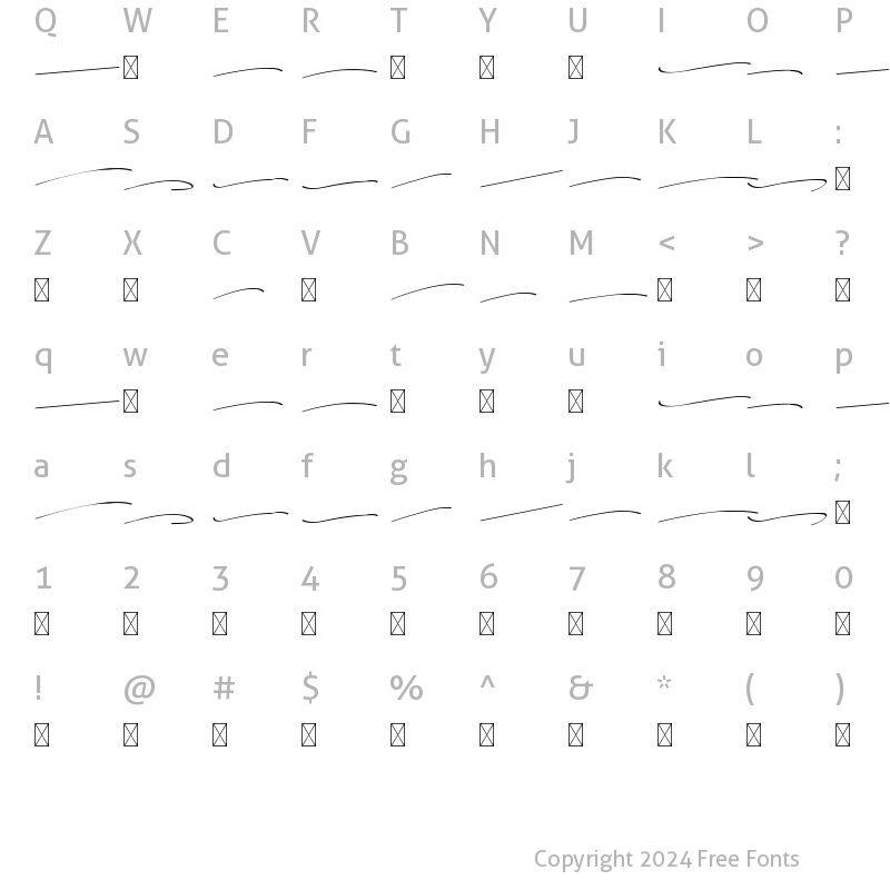 Character Map of Vanilla Light Swash