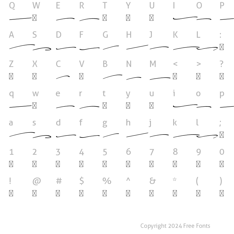 Character Map of Vanilla Regular Swash