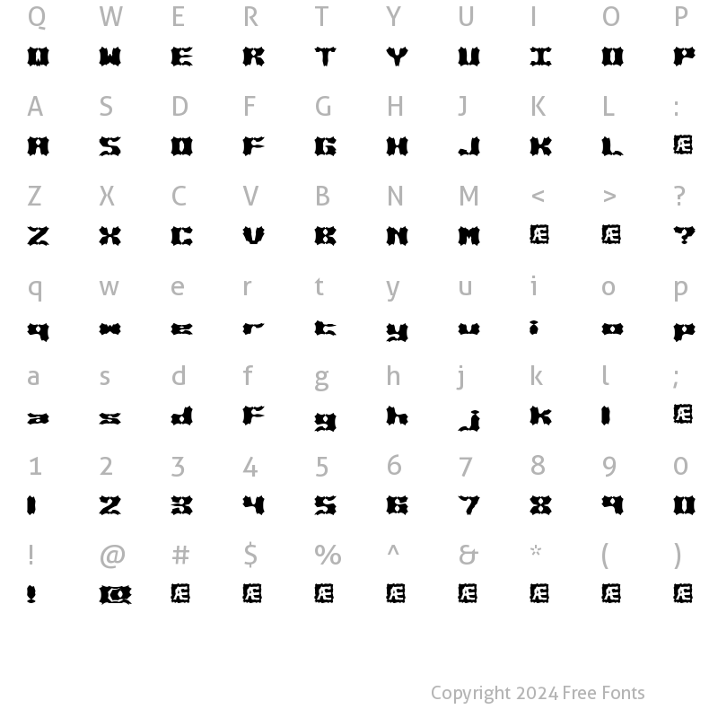 Character Map of Vanished BRK Regular