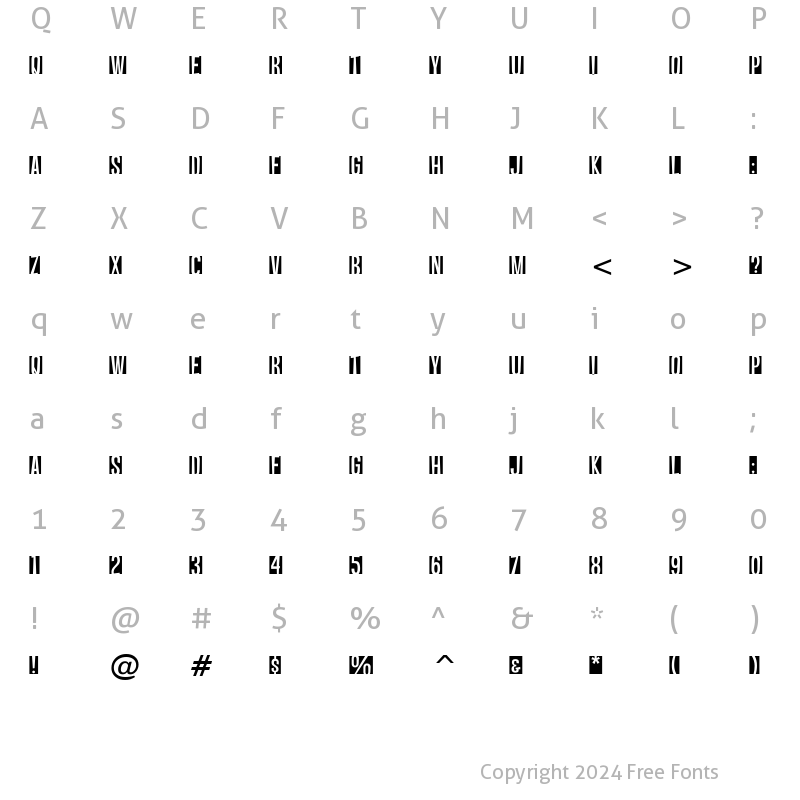 Character Map of Vanishing Boy BTN Reversed Regular