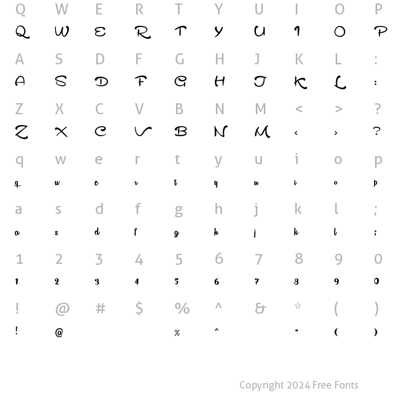 Character Map of Vantom Regular