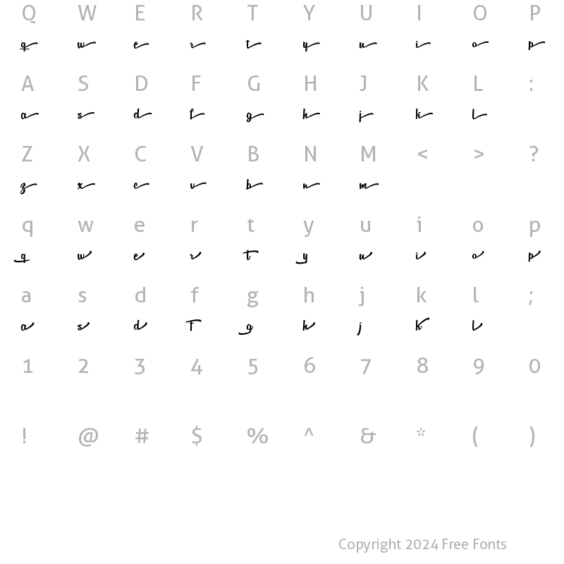 Character Map of Vantom Stylistic Regular