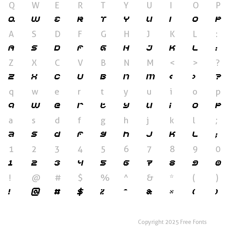 Character Map of Vaporbyte Italic