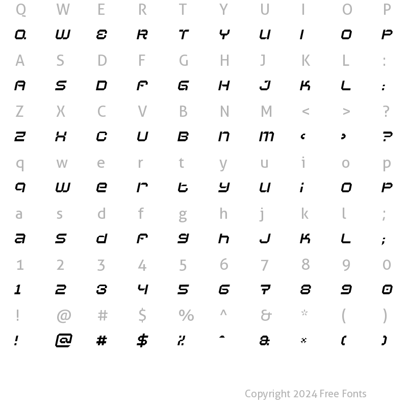 Character Map of Vaporbyte Slim Italic