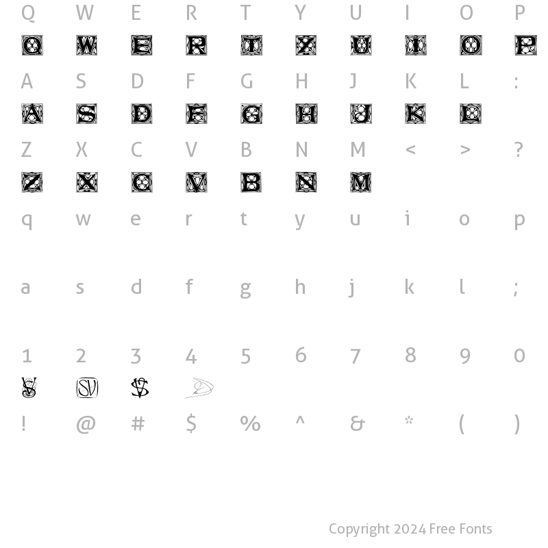 Character Map of VarahCaps Regular