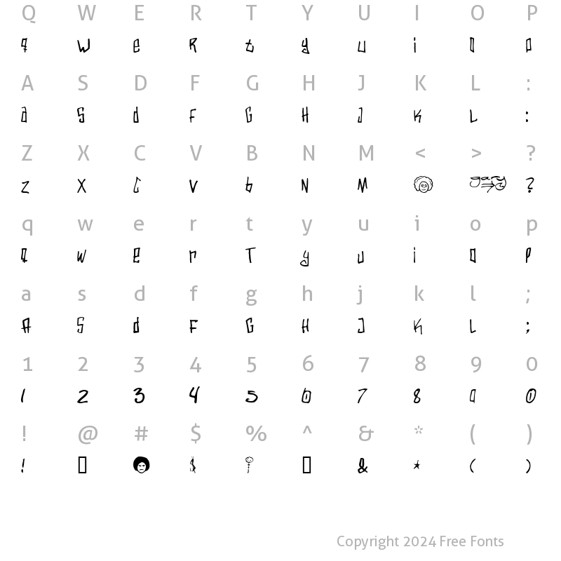 Character Map of Varbee Regular