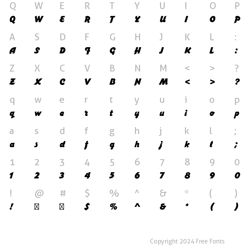 Character Map of Varga Std Regular