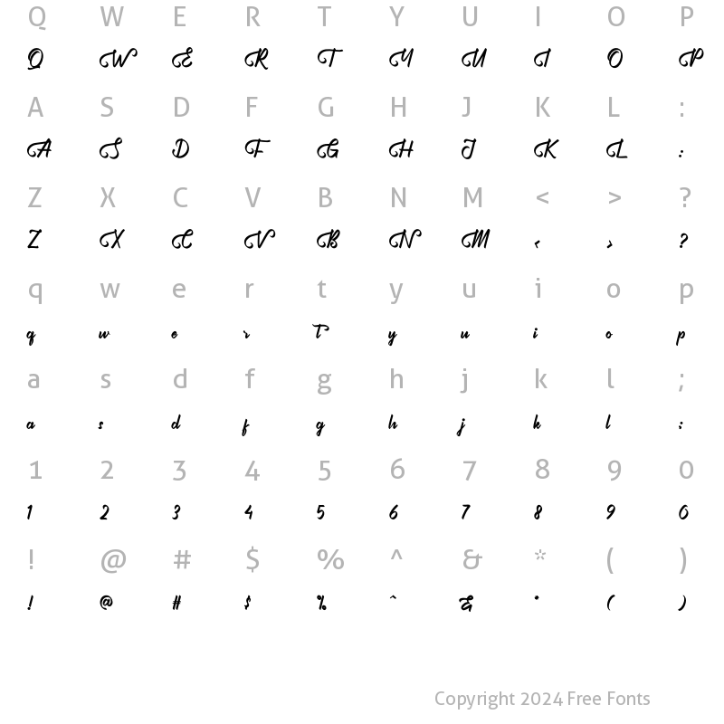 Character Map of Varigation Regular