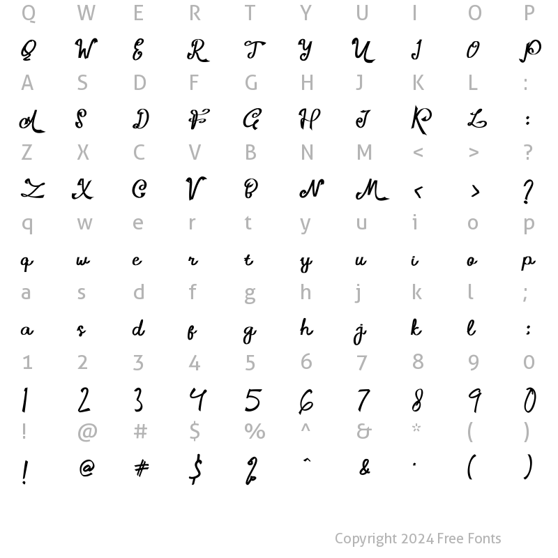 Character Map of Varisha Regular