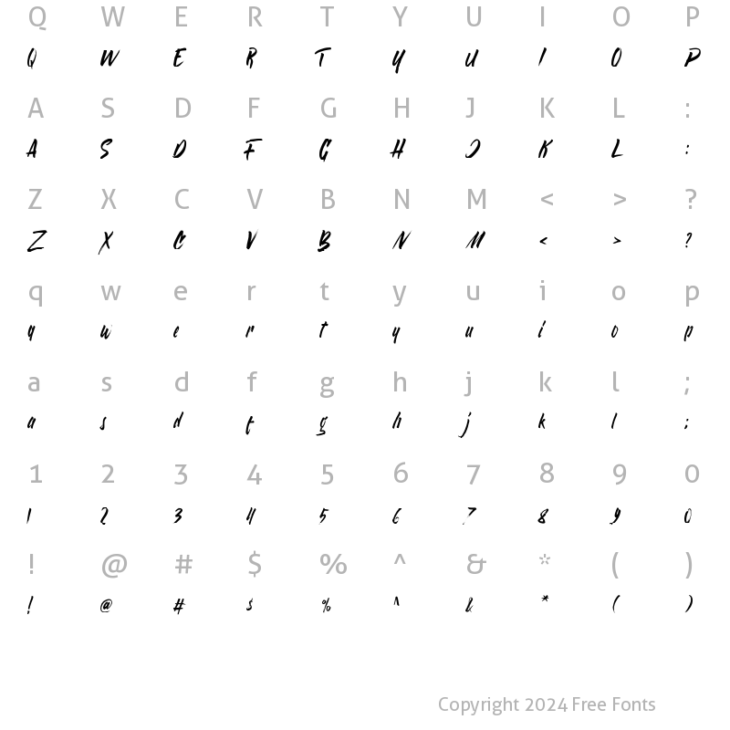 Character Map of Varokah Regular