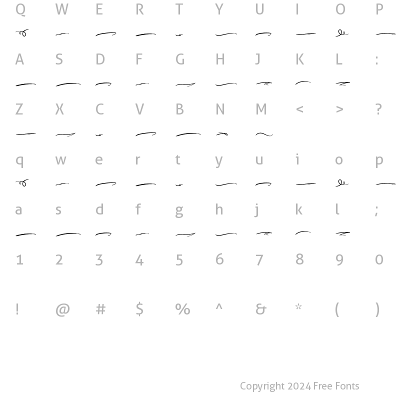 Character Map of Vasttag Swash Regular