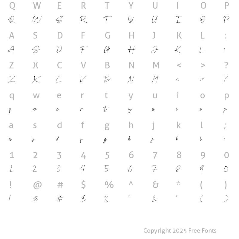Character Map of Vatteny Rose Regular
