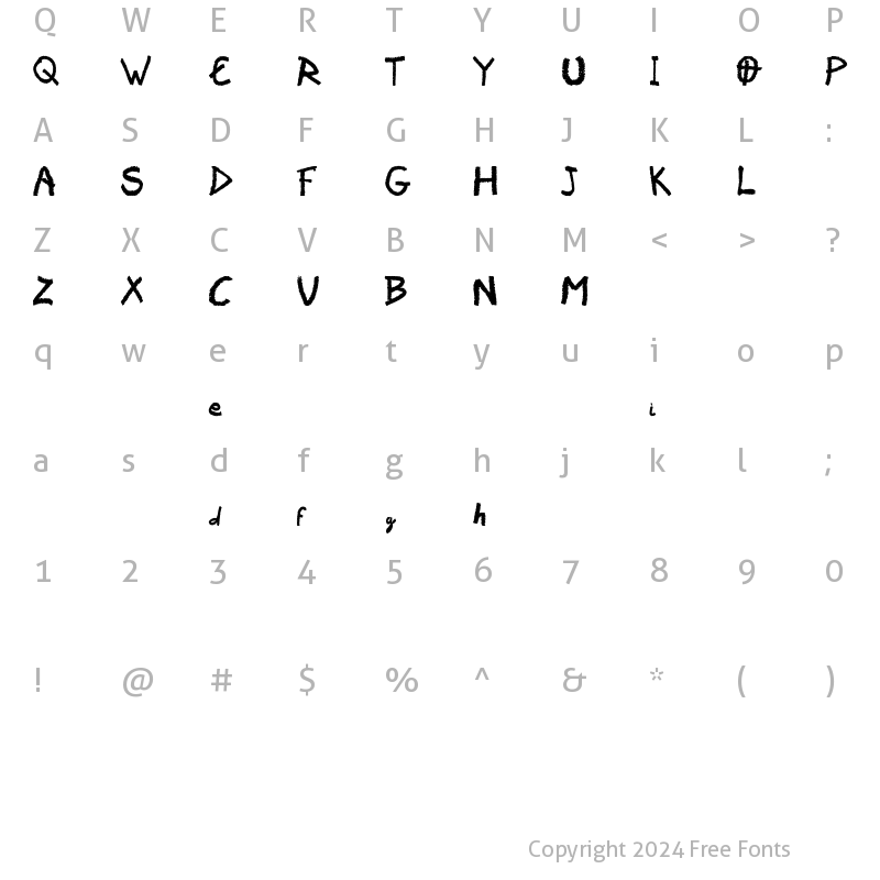 Character Map of Vaudoo RF Regular