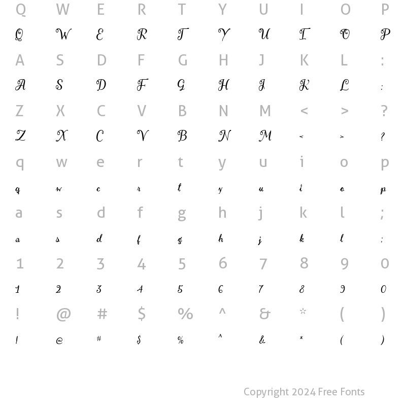 Character Map of Vazeelia Regular