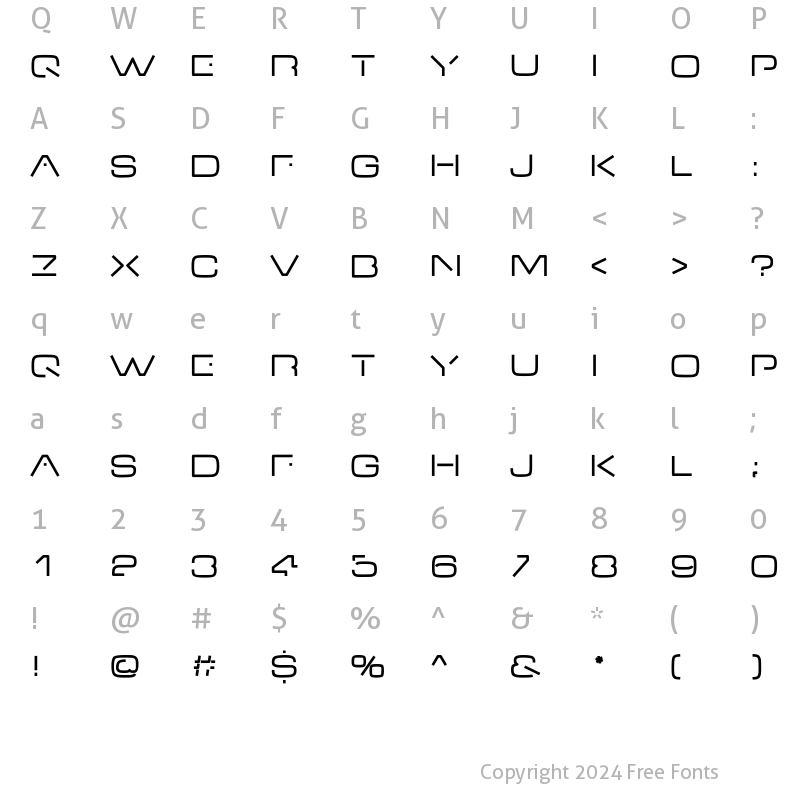 Character Map of Vdubleyew Regular