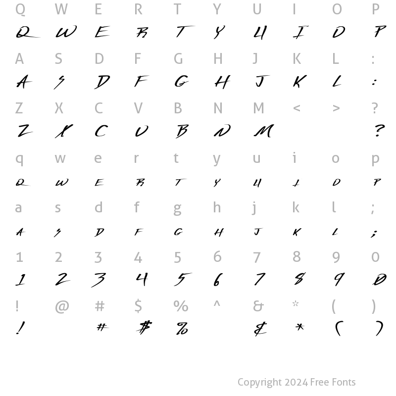 Character Map of Vecker Wd Bold Regular