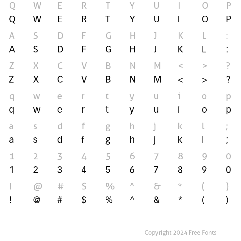 Character Map of Vectora LT Std 55 Roman