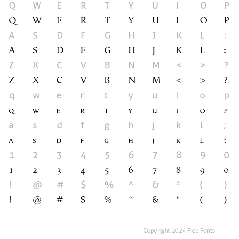 Character Map of Vega antikva SmallCaps Regular