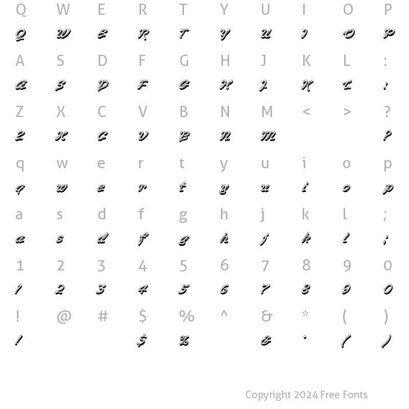 Character Map of VegasEF Regular