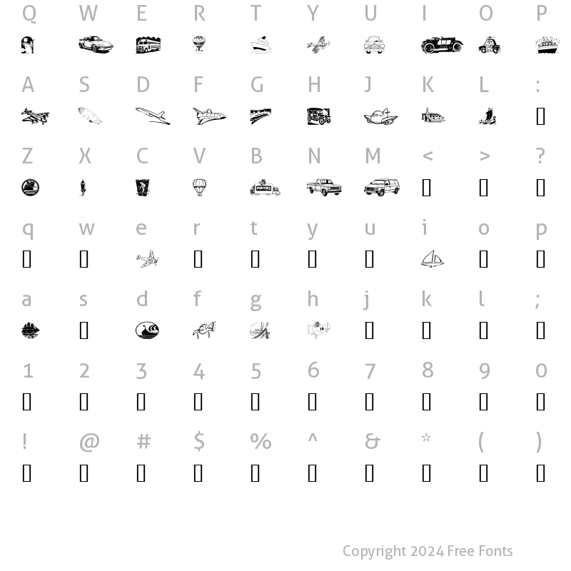 Character Map of Vehicular Regular