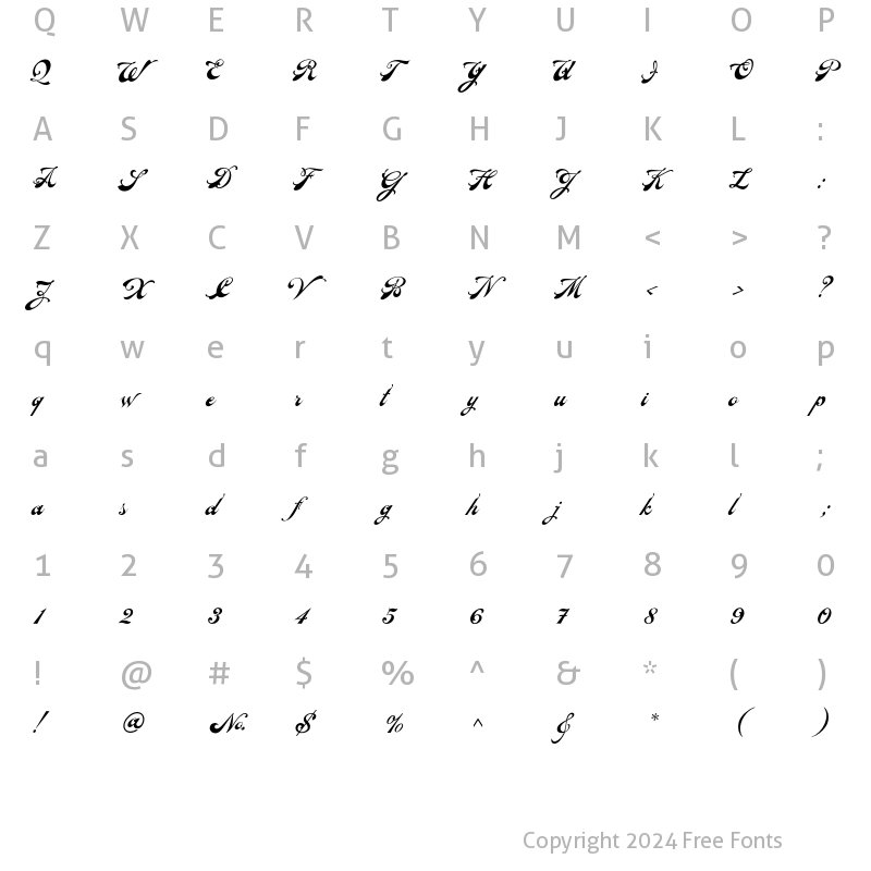 Character Map of Veinline Alternate