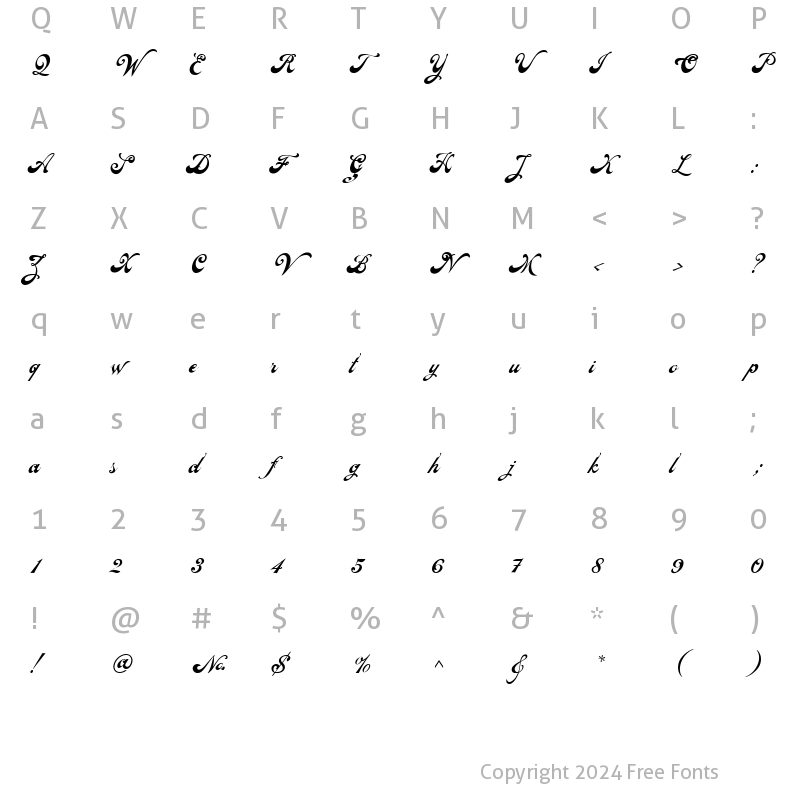 Character Map of Veinline Regular