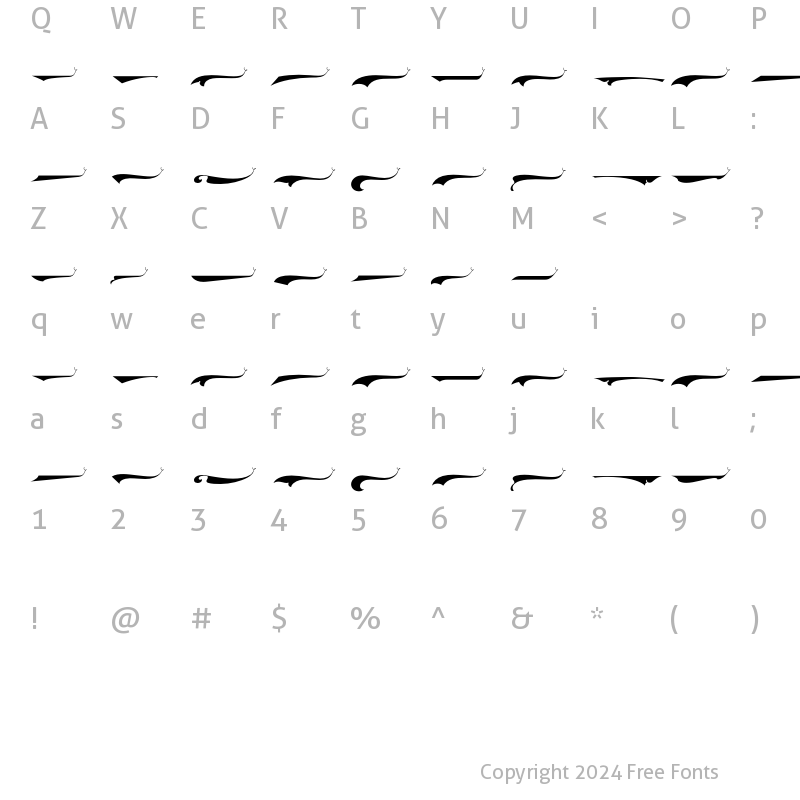 Character Map of Veinline Swashes