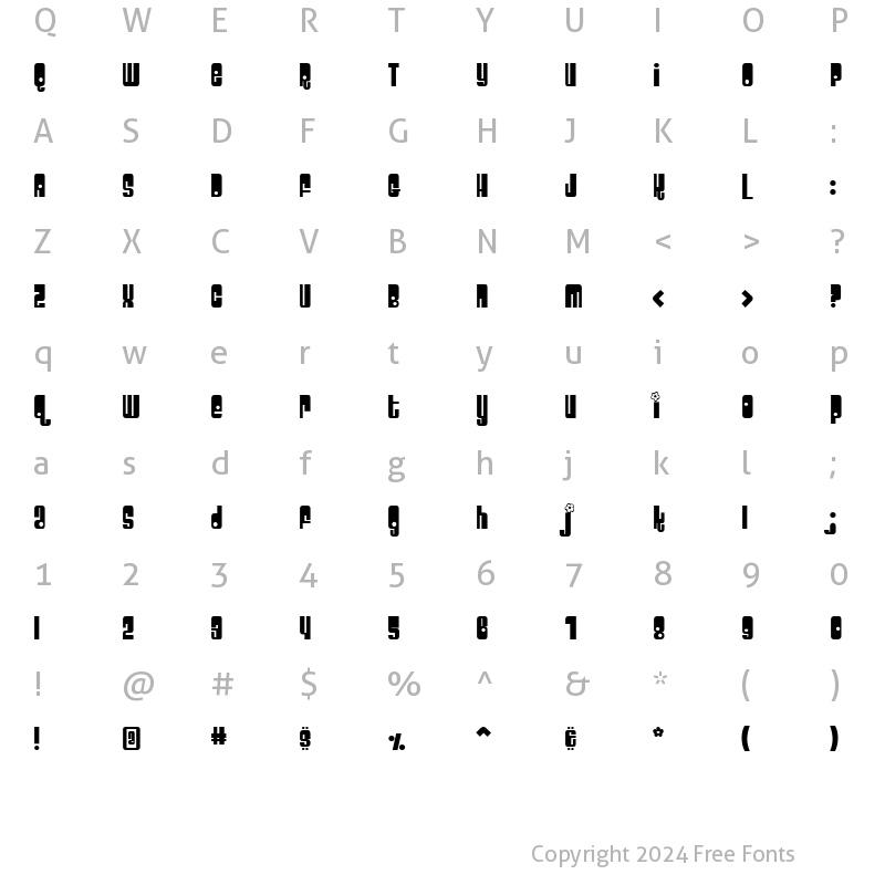 Character Map of Velcro Regular