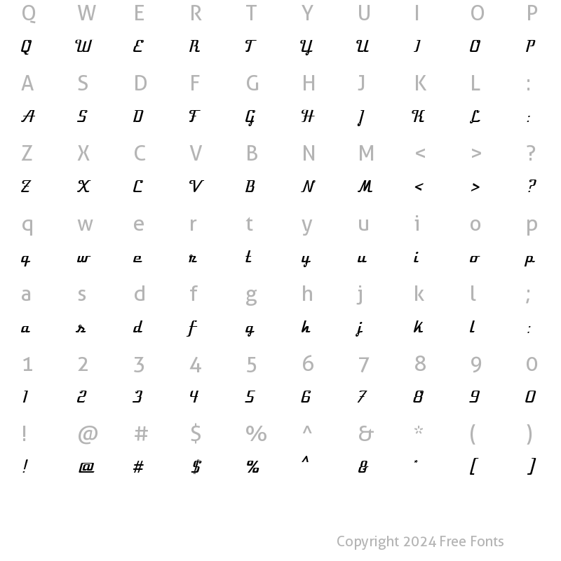 Character Map of Velocette Regular