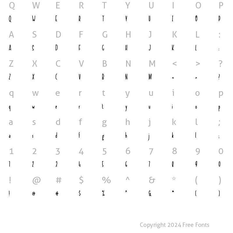 Character Map of Veltraca Regular