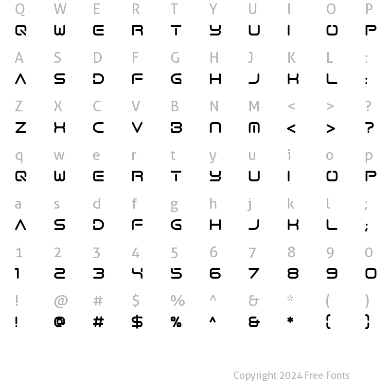 Character Map of Veltron Regular