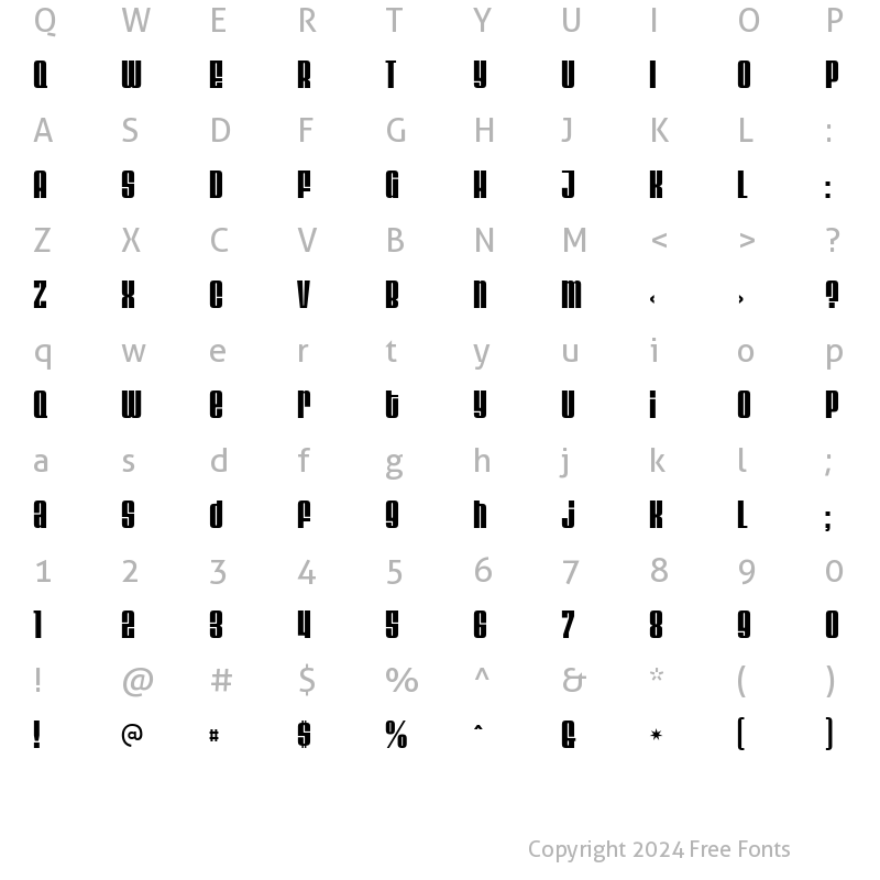 Character Map of Velvenda Cooler Regular