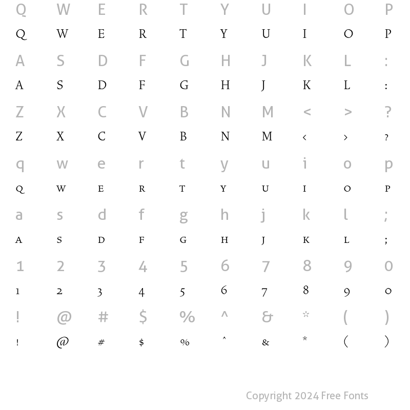 Character Map of VendettaLight PetiteCaps Regular