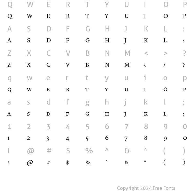 Character Map of VendettaMedium SmallCaps Regular