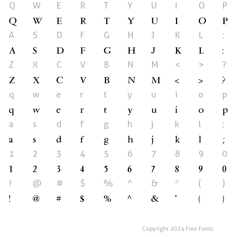 Character Map of Vendome ICG Regular