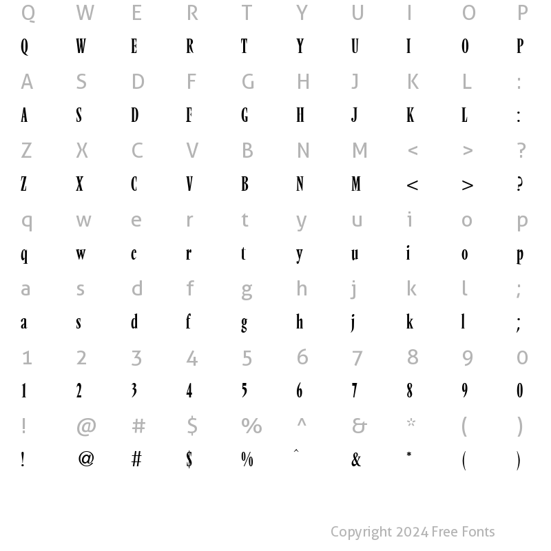 Character Map of VendomeCondTwo DB Regular